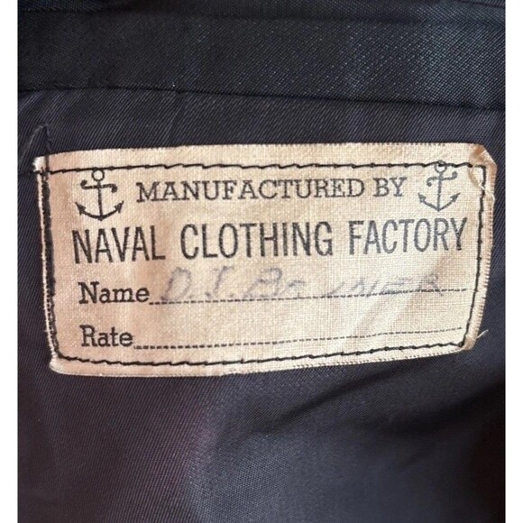 Vtg 40s WWII Military Navy Pea Coat Double Wool Naval Clothing Factory 36" Chest - Picture 3 of 10